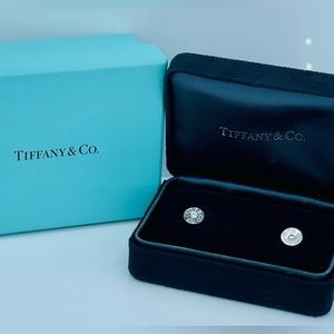 Tiffany Diamond and 18k White Gold 1837 Circle Stud Earrings